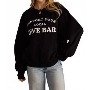 NEW PANACHE support your local dive bar sweatshirt in black